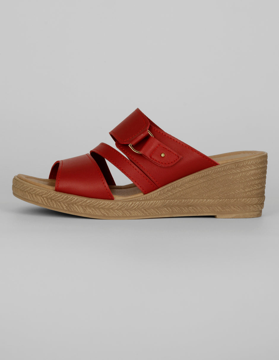 Sandalias con plataforma Exterior Piel vegana Color Rojo Para Mujer De RBCOLLECTION