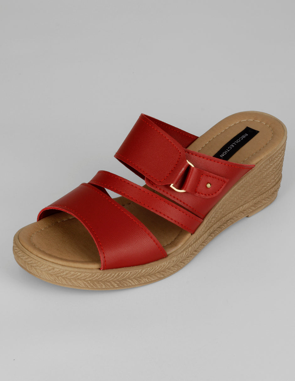 Sandalias con plataforma Naia en Piel vegana – Rojo