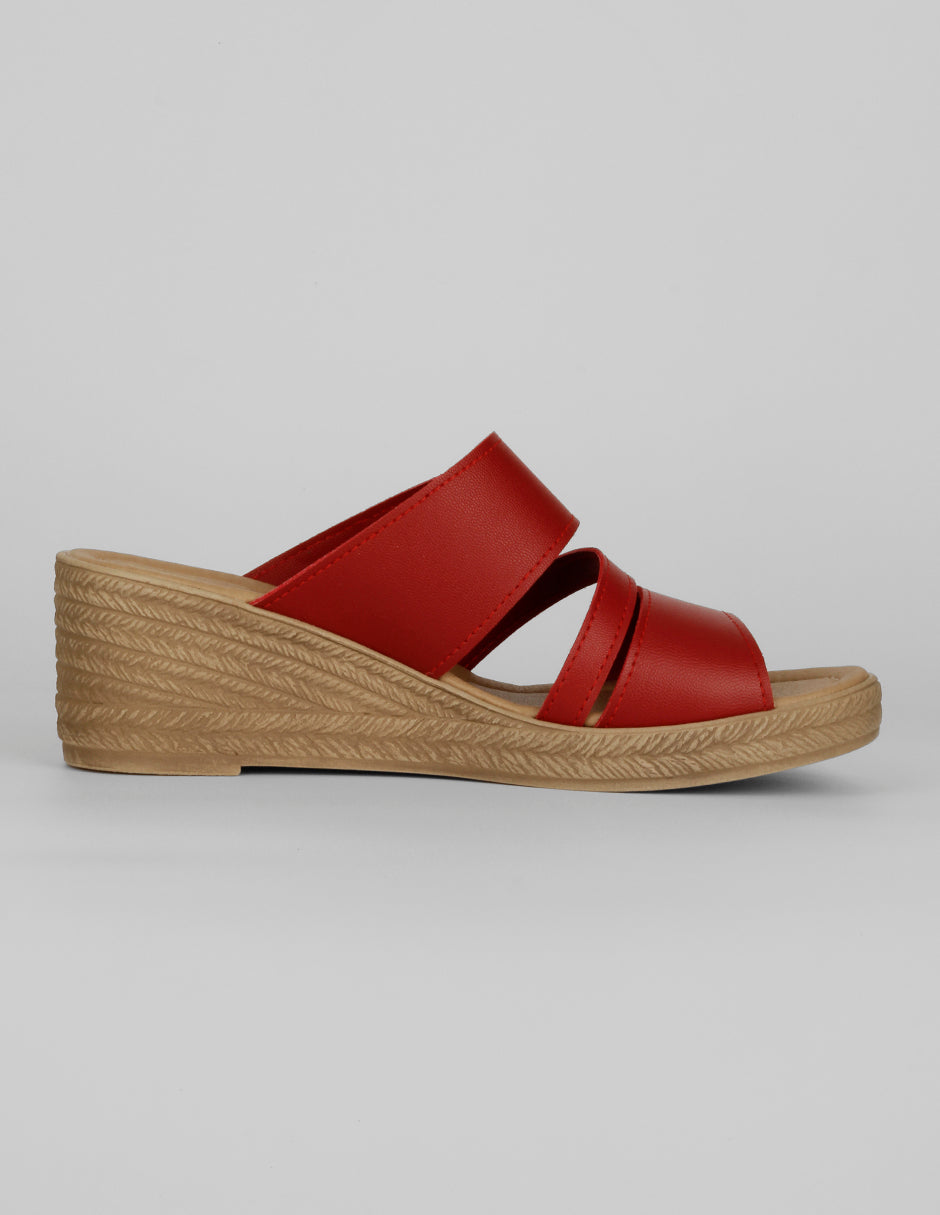 Sandalias con plataforma Naia en Piel vegana – Rojo
