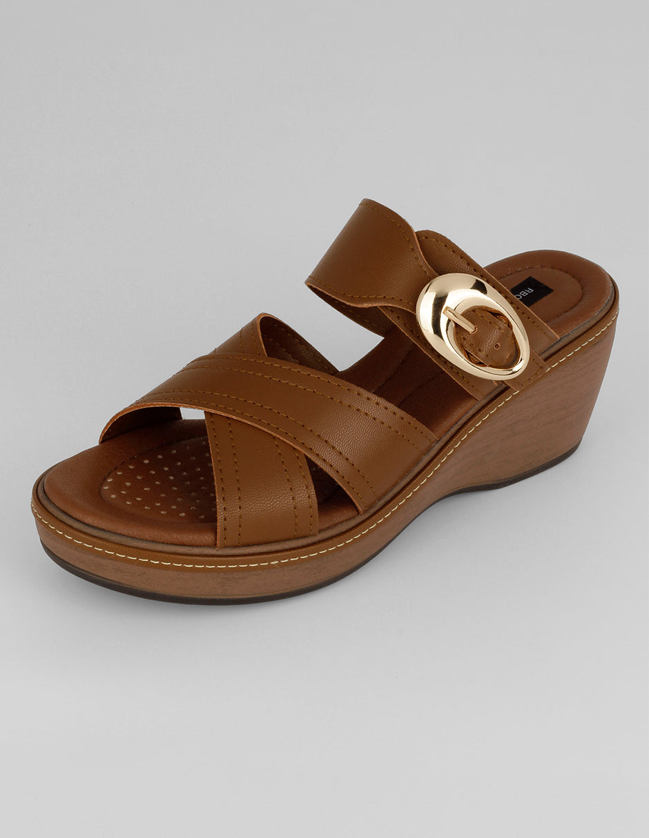 Sandalias con plataforma Naia en Piel vegana – Café