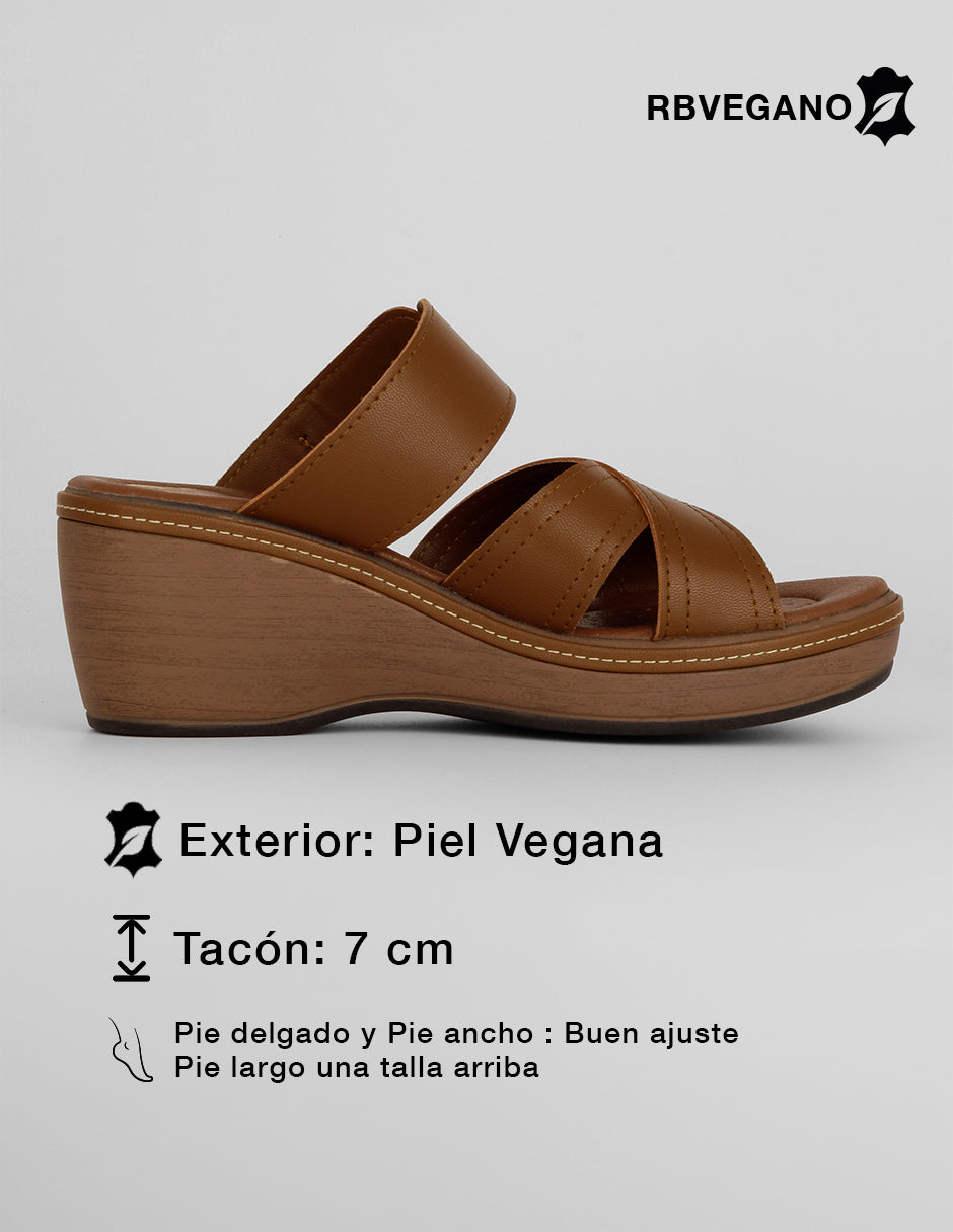 Sandalias con plataforma Naia en Piel vegana – Café