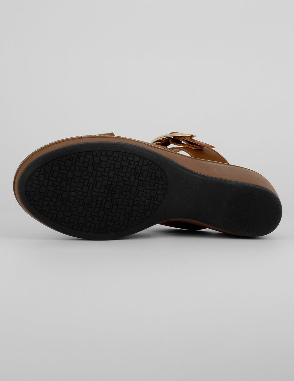 Sandalias con plataforma Naia en Piel vegana – Café