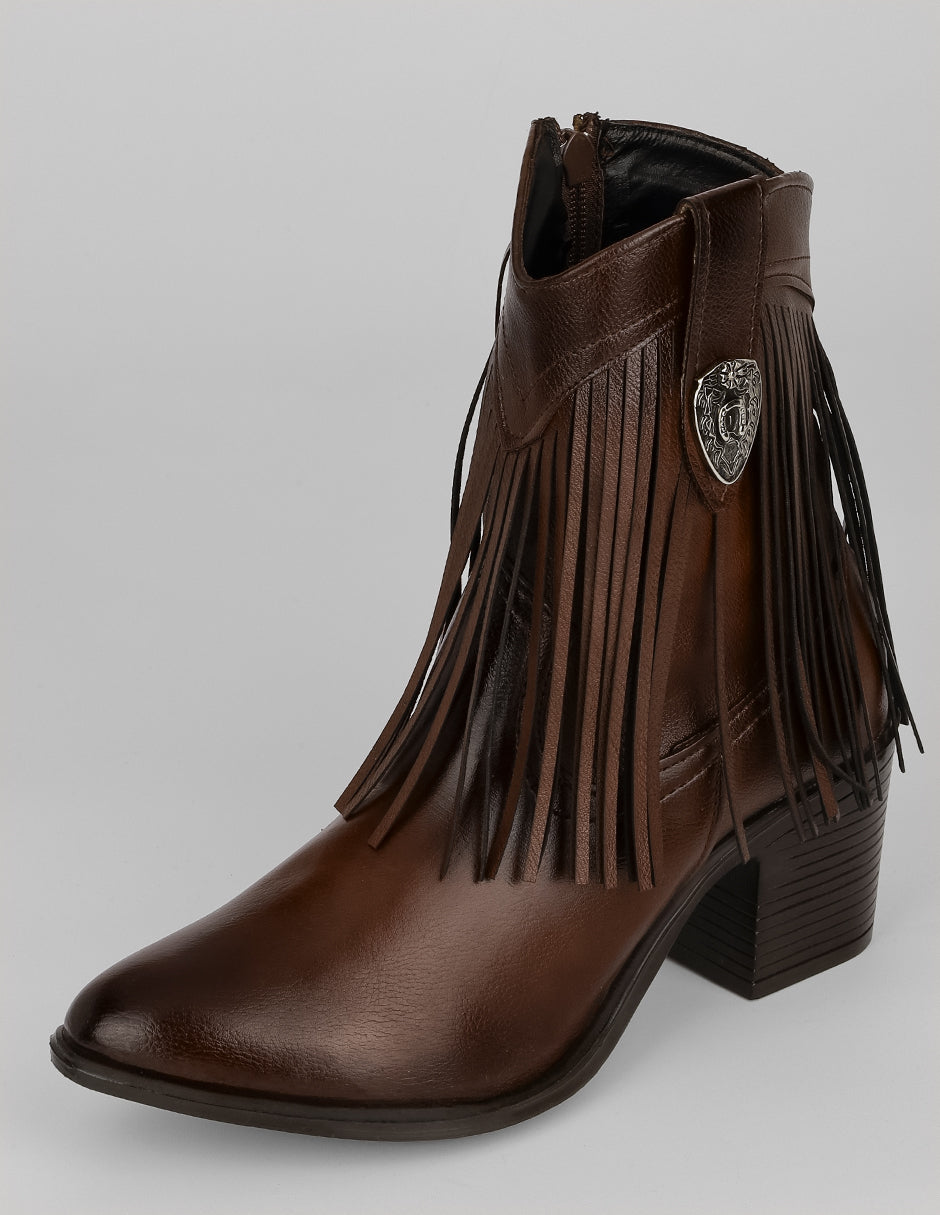 Botas tipo western West en Piel vegana – Café