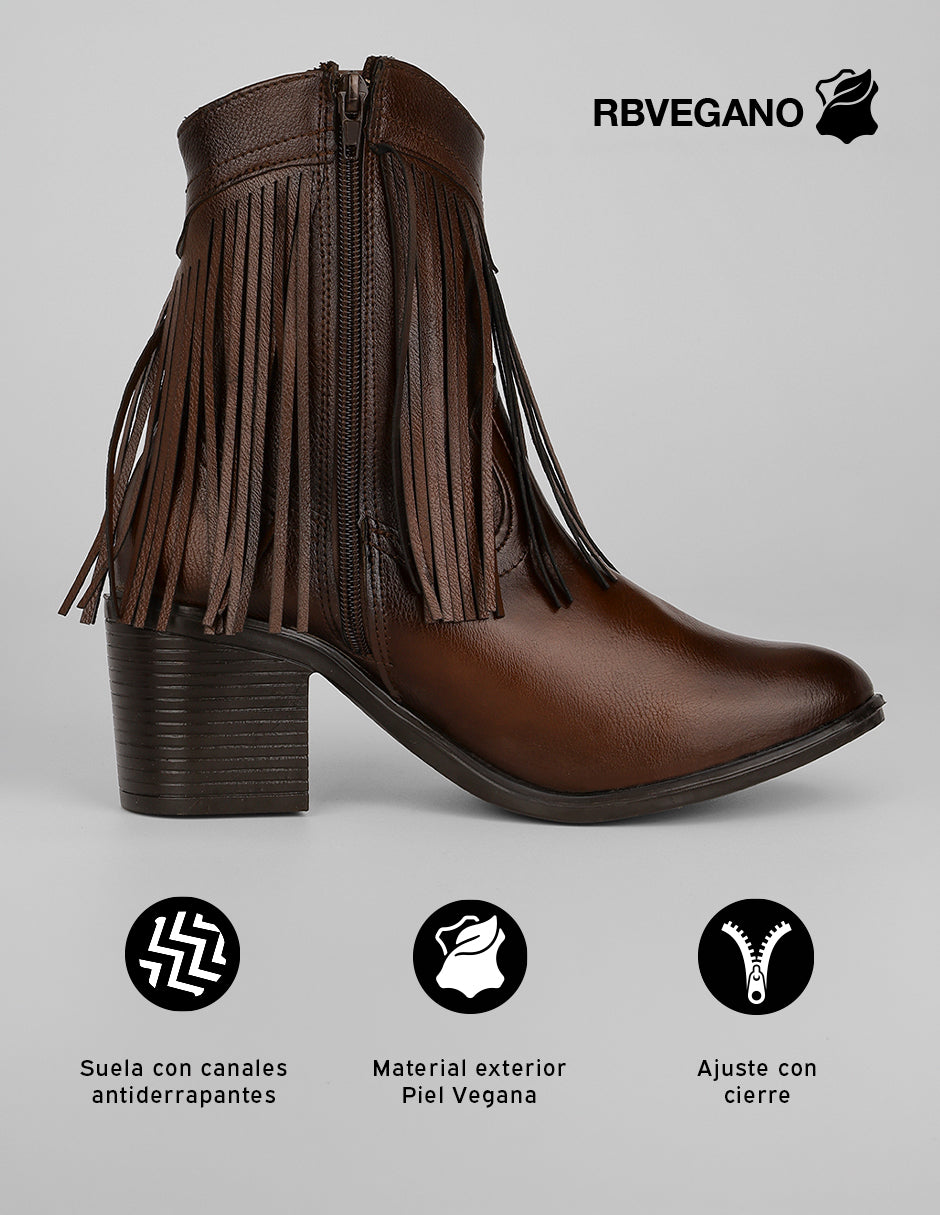 Botas tipo western West en Piel vegana – Café