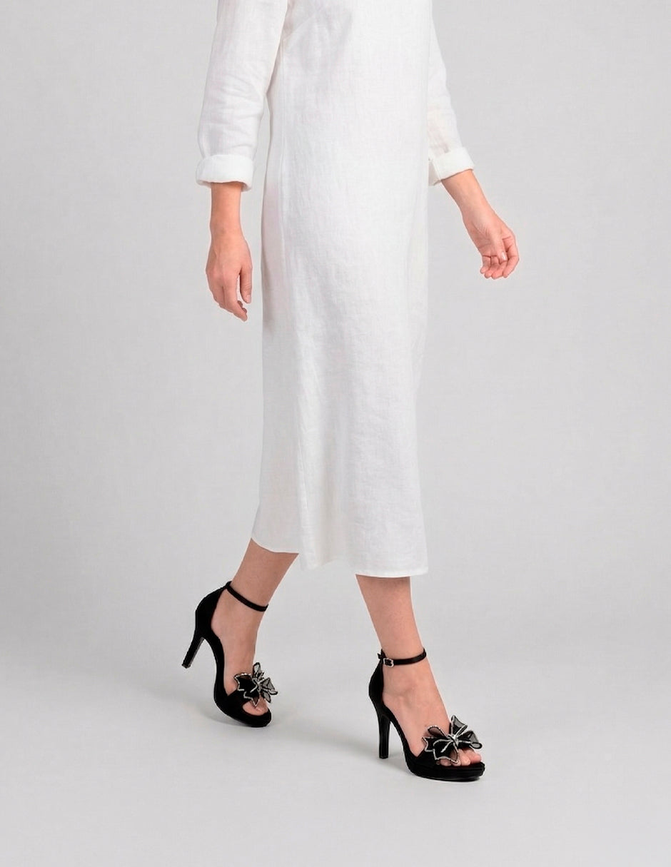Sandalia con tacón Glowm en Textil – Negro