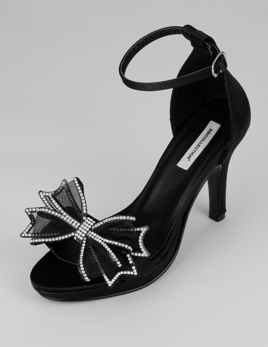 Sandalia con tacón Glowm en Textil – Negro