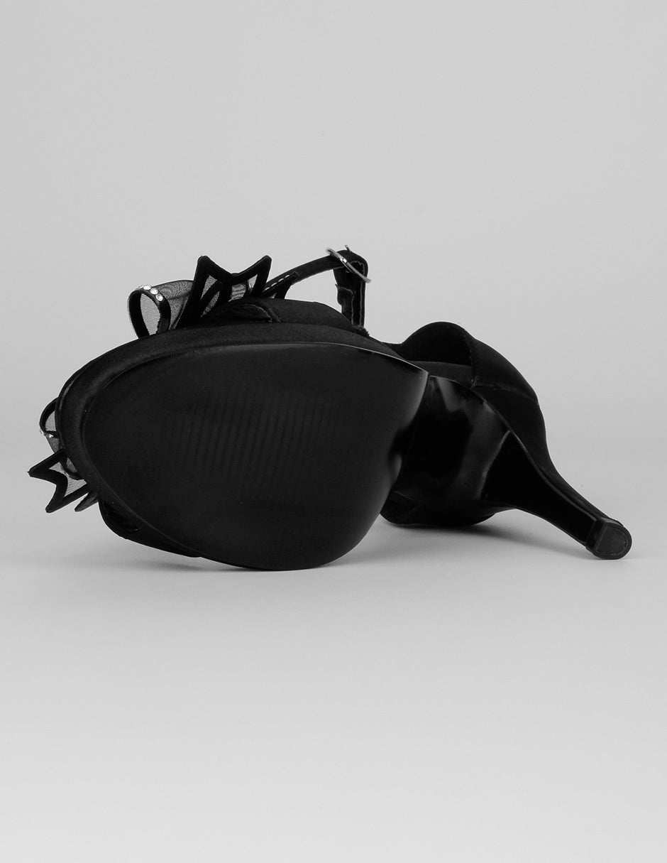 Sandalia con tacón Glowm en Textil – Negro