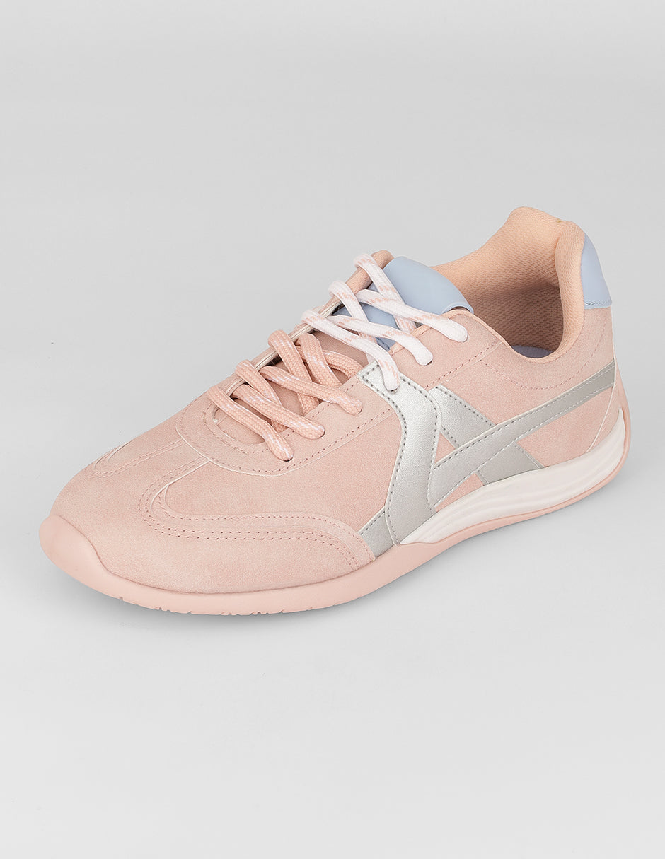 Tenis con cordones  Sam en Piel vegana – Rosa