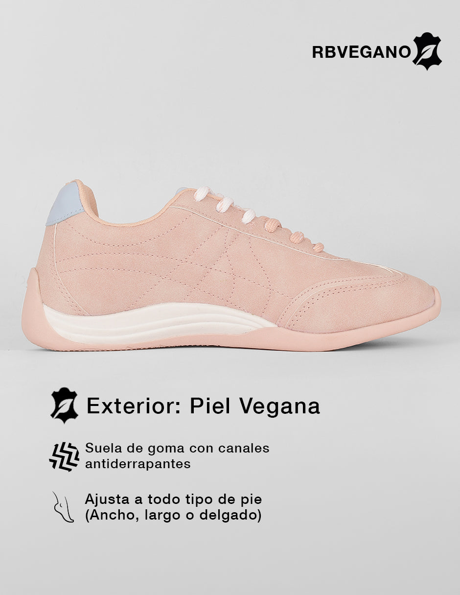 Tenis con cordones  Sam en Piel vegana – Rosa