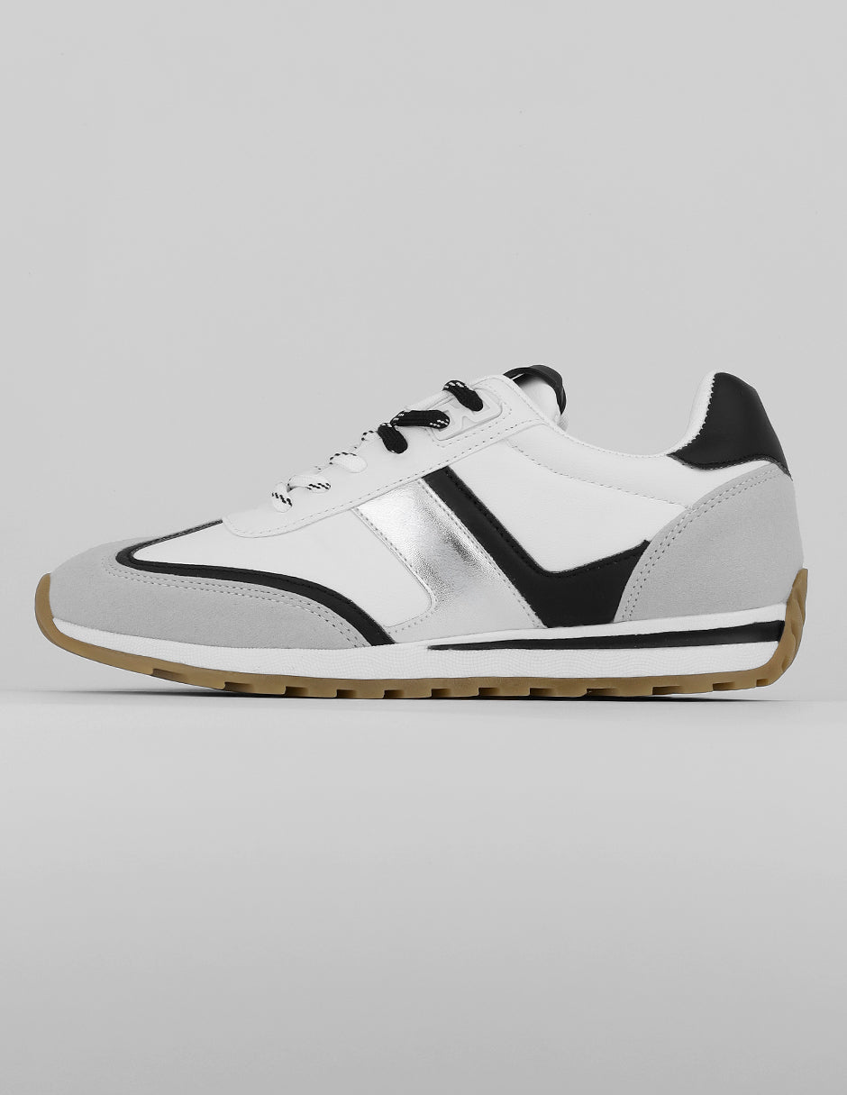 Tenis con cordones Exterior Piel vegana Color Blanco Para Mujer De RBCOLLECTION