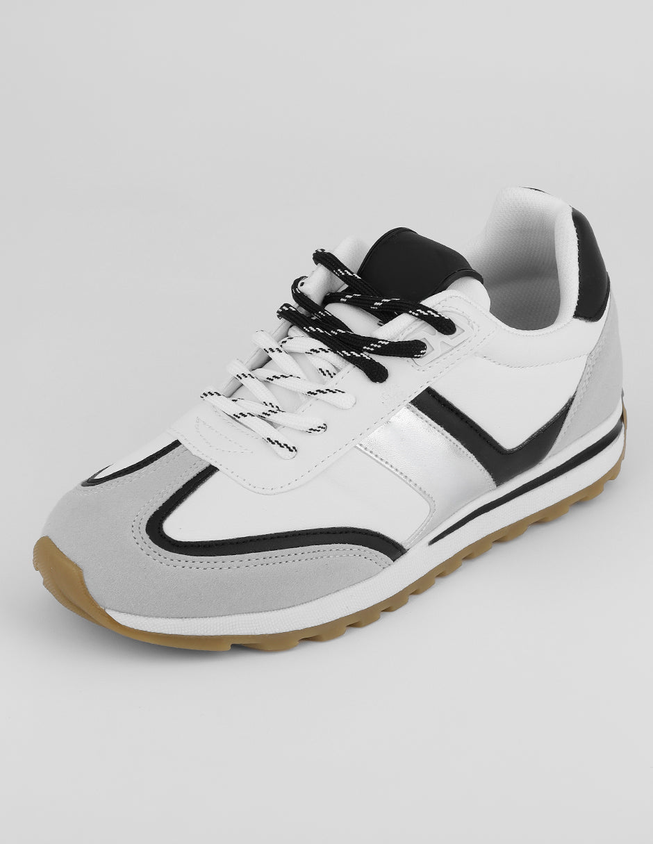 Tenis con cordones  Sam en Piel vegana – Blanco