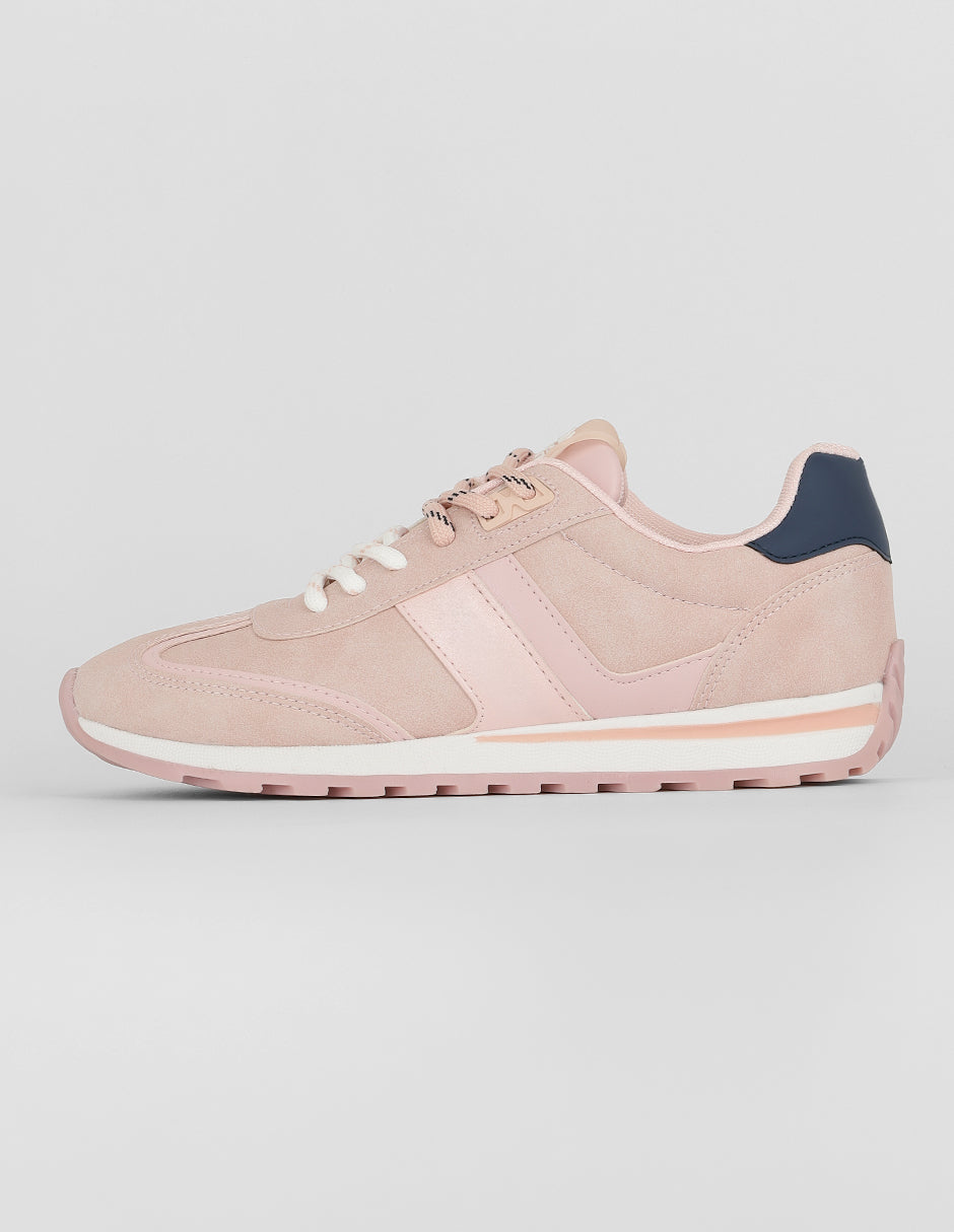 Tenis con cordones Exterior Piel vegana Color Rosa Para Mujer De RBCOLLECTION