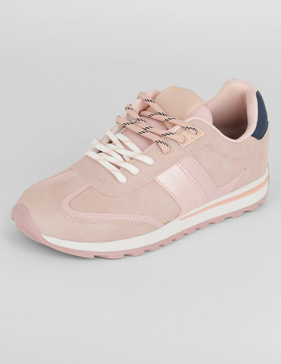 Tenis con cordones  Sam en Piel vegana – Rosa
