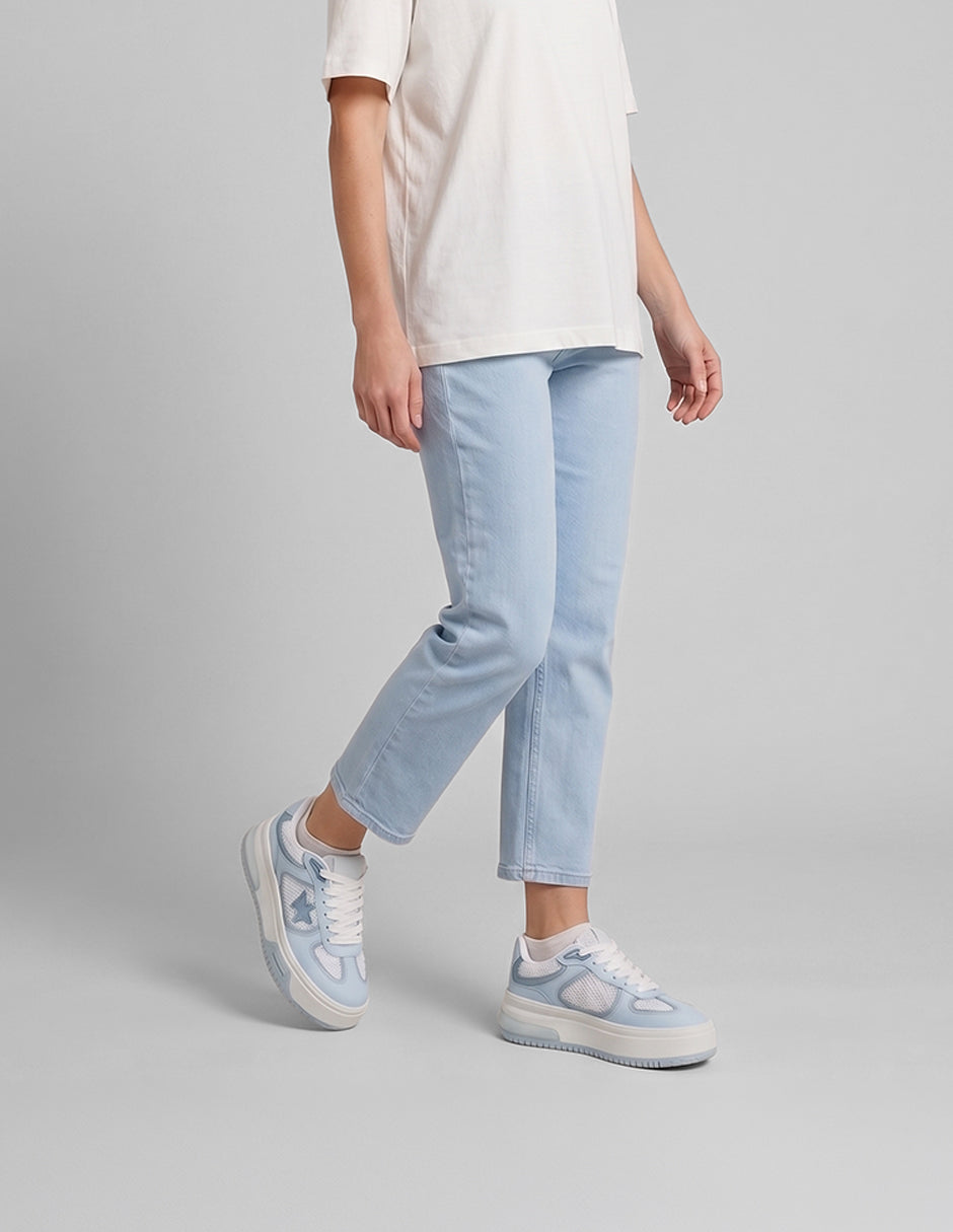 Tenis con cordones  Urban en Piel vegana – Azul