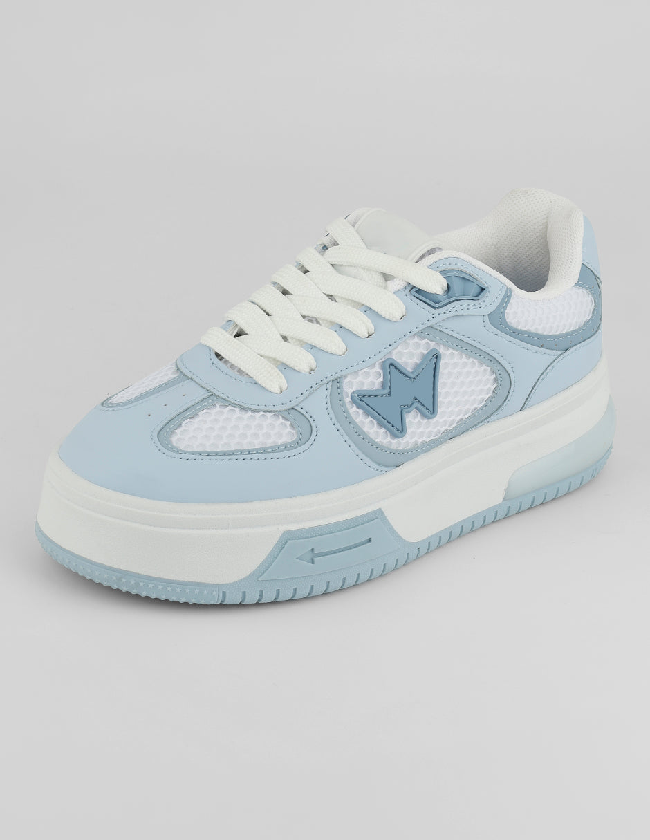 Tenis con cordones  Urban en Piel vegana – Azul