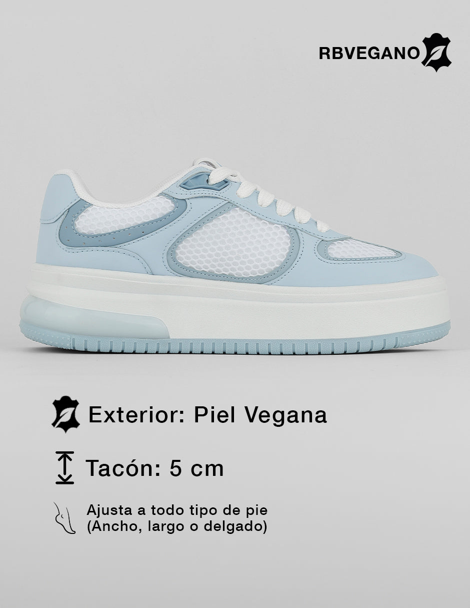Tenis con cordones  Urban en Piel vegana – Azul
