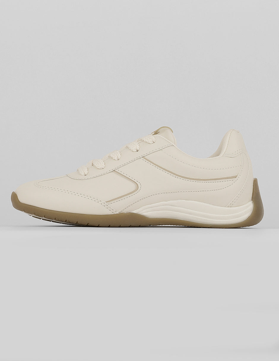 Tenis con cordones Exterior Piel vegana Color Latte Para Mujer De RBCOLLECTION