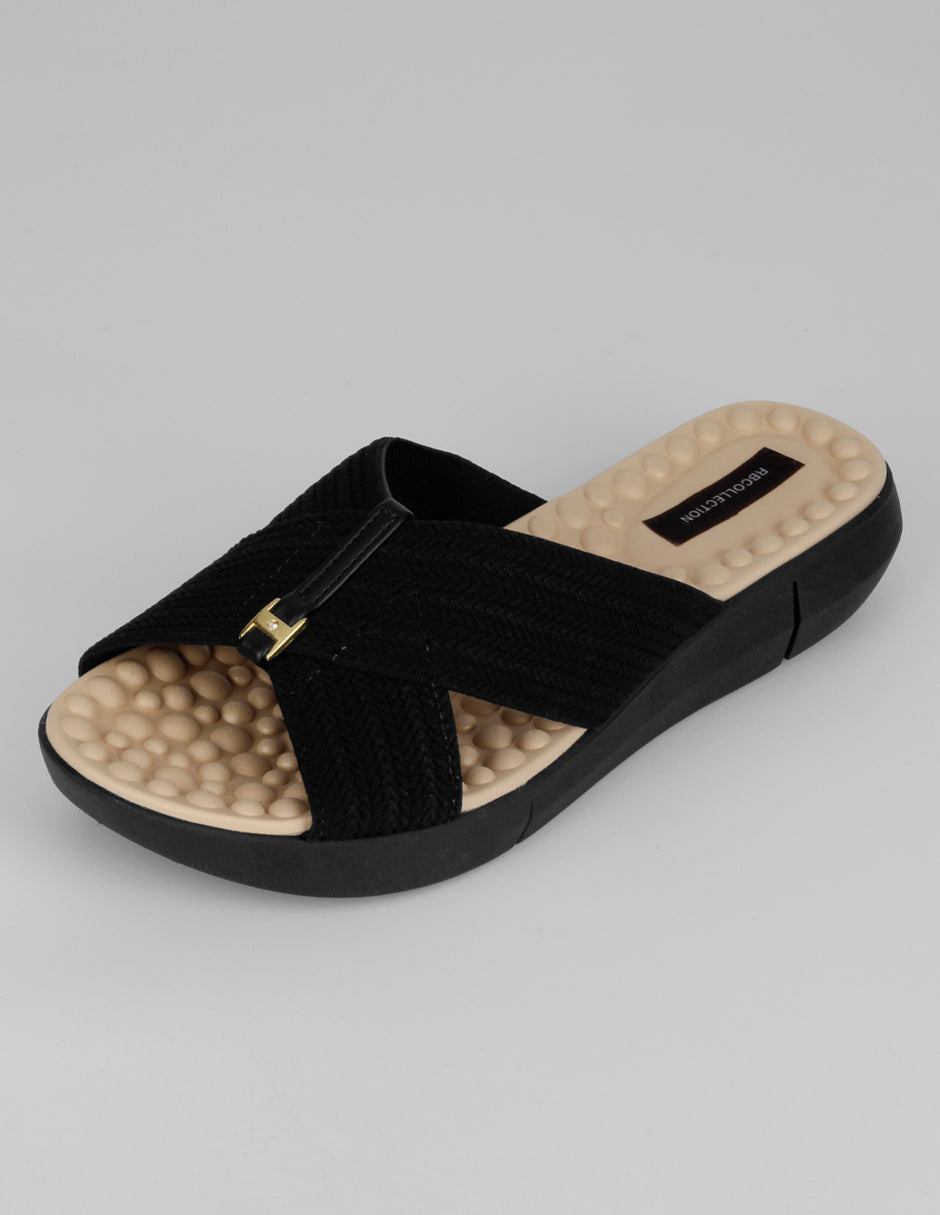 Sandalias de piso Comfy en Textil – Negro