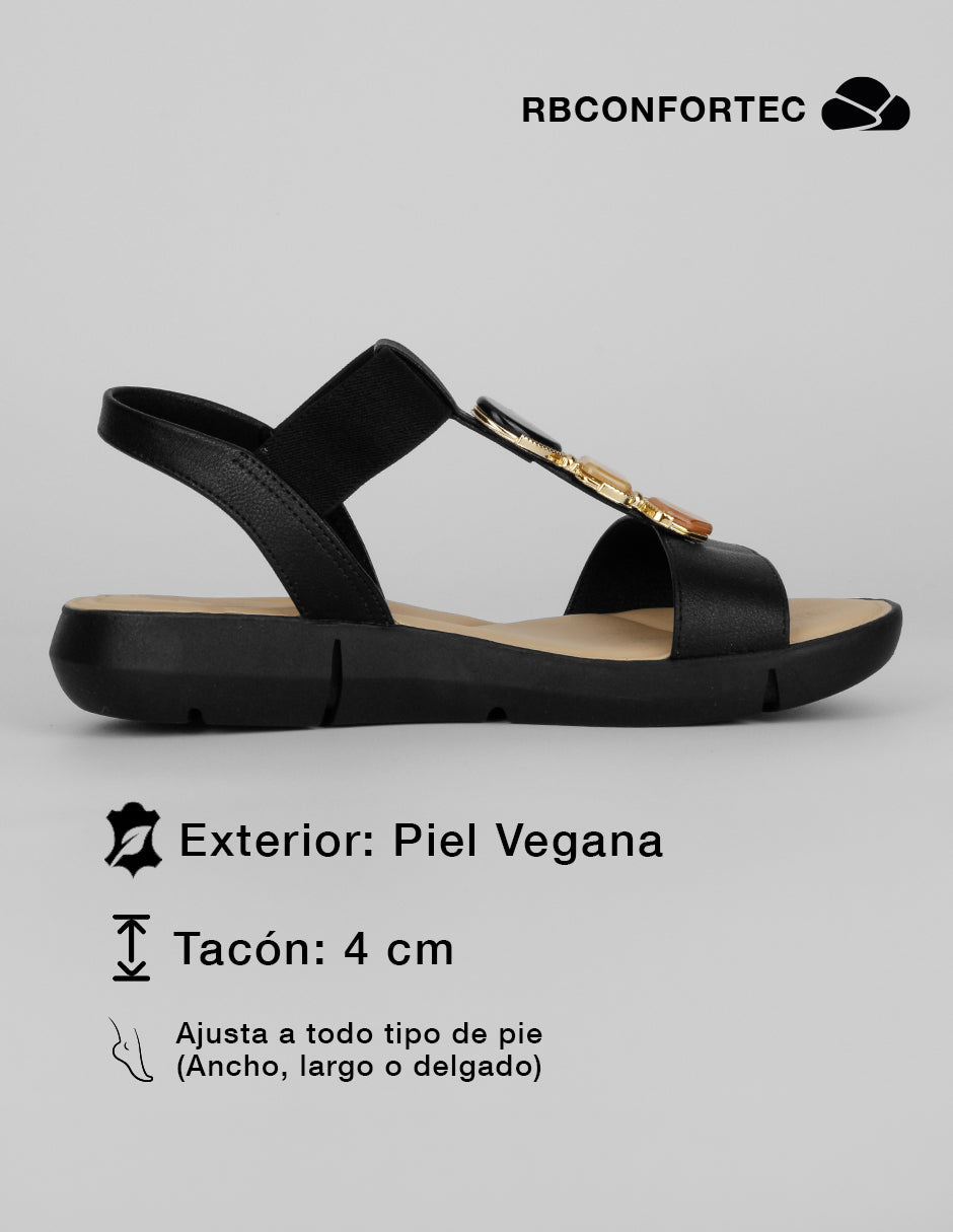 Sandalias de piso Comfy en Piel vegana – Negro