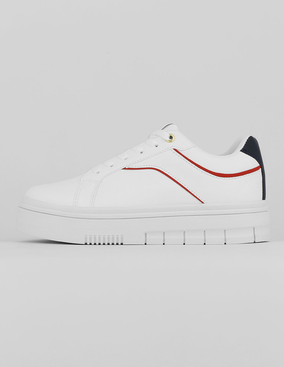 Tenis con cordones Exterior Piel vegana Color Blanco Para Mujer De RBCOLLECTION