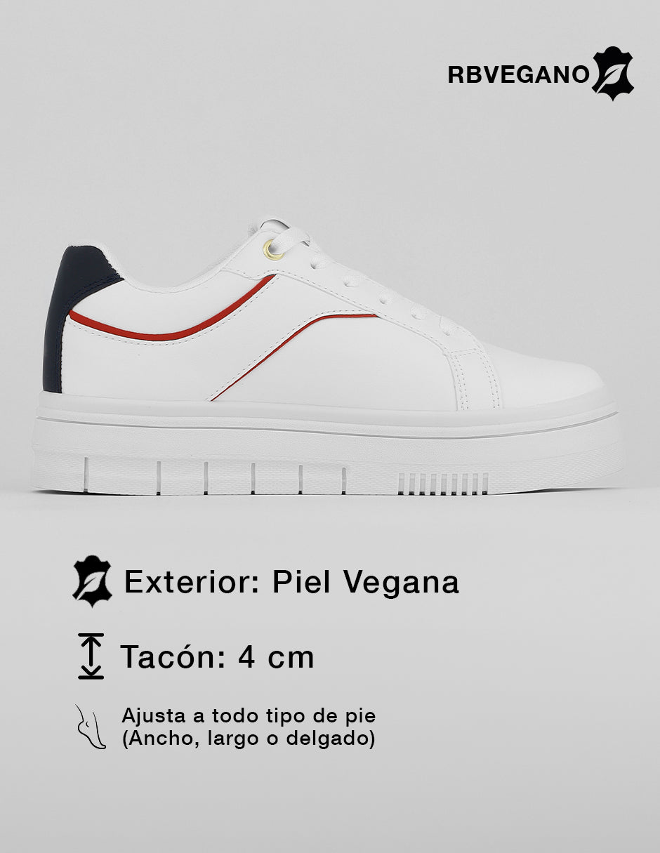 Tenis con cordones  Urban en Piel vegana – Blanco