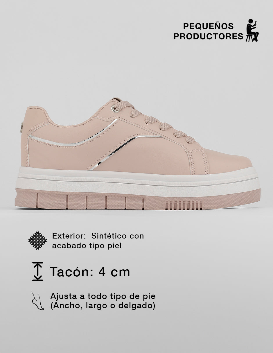 Tenis con cordones  Urban en Sintético – Rosa