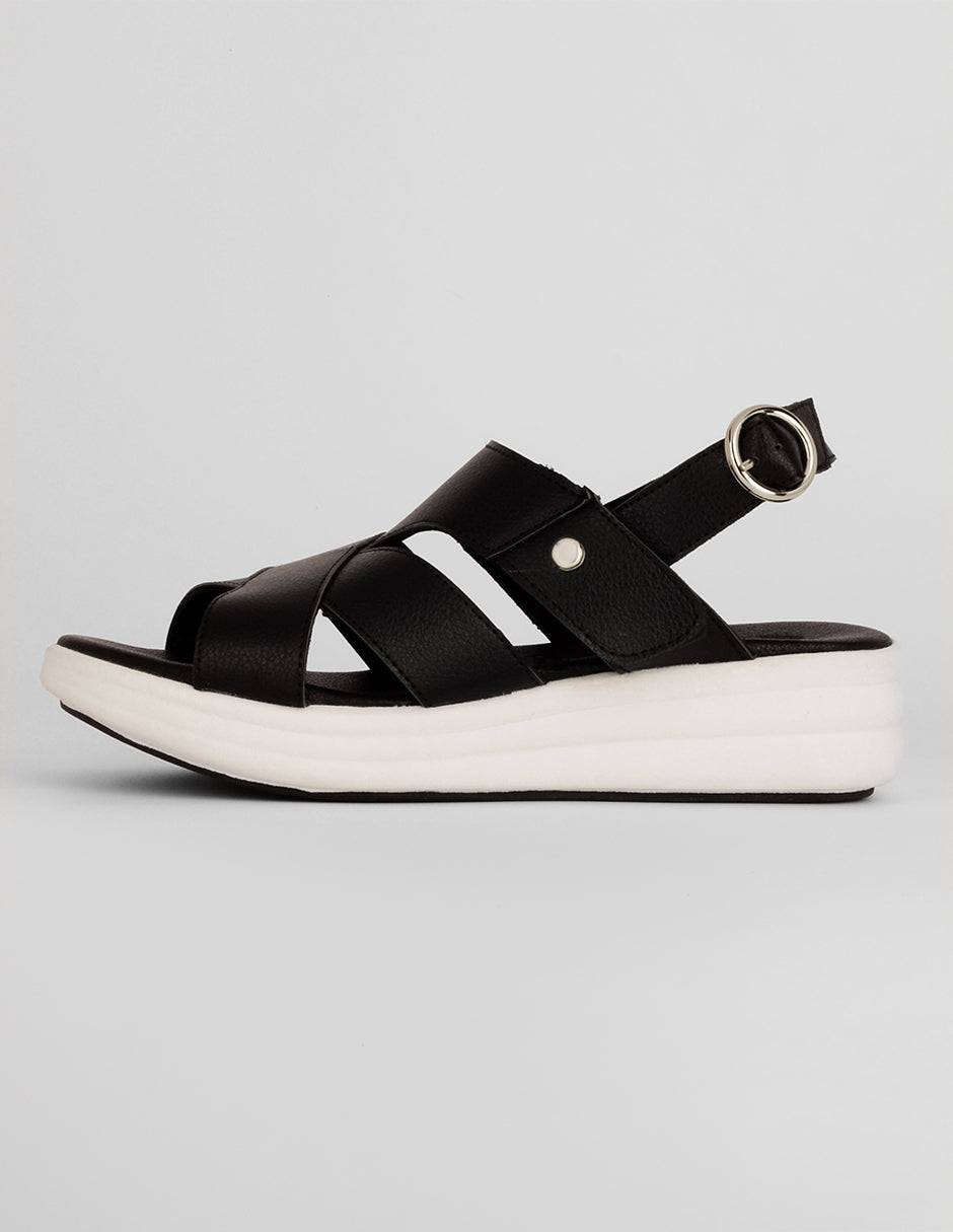 Sandalias con plataforma Exterior Piel vegana Color Negro Para Mujer De RBCOLLECTION