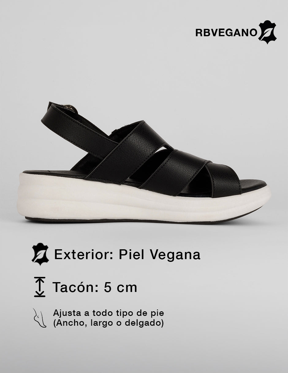 Sandalias con plataforma Confort en Piel vegana – Negro