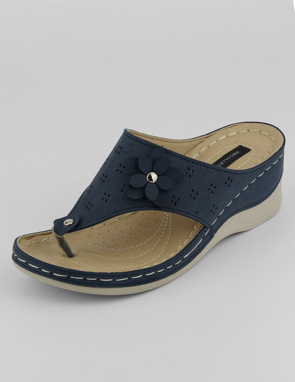 Sandalias con plataforma Comfy en Piel vegana – Azul