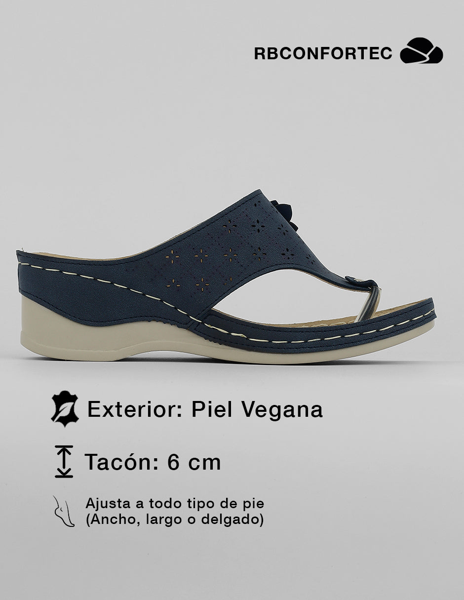 Sandalias con plataforma Comfy en Piel vegana – Azul