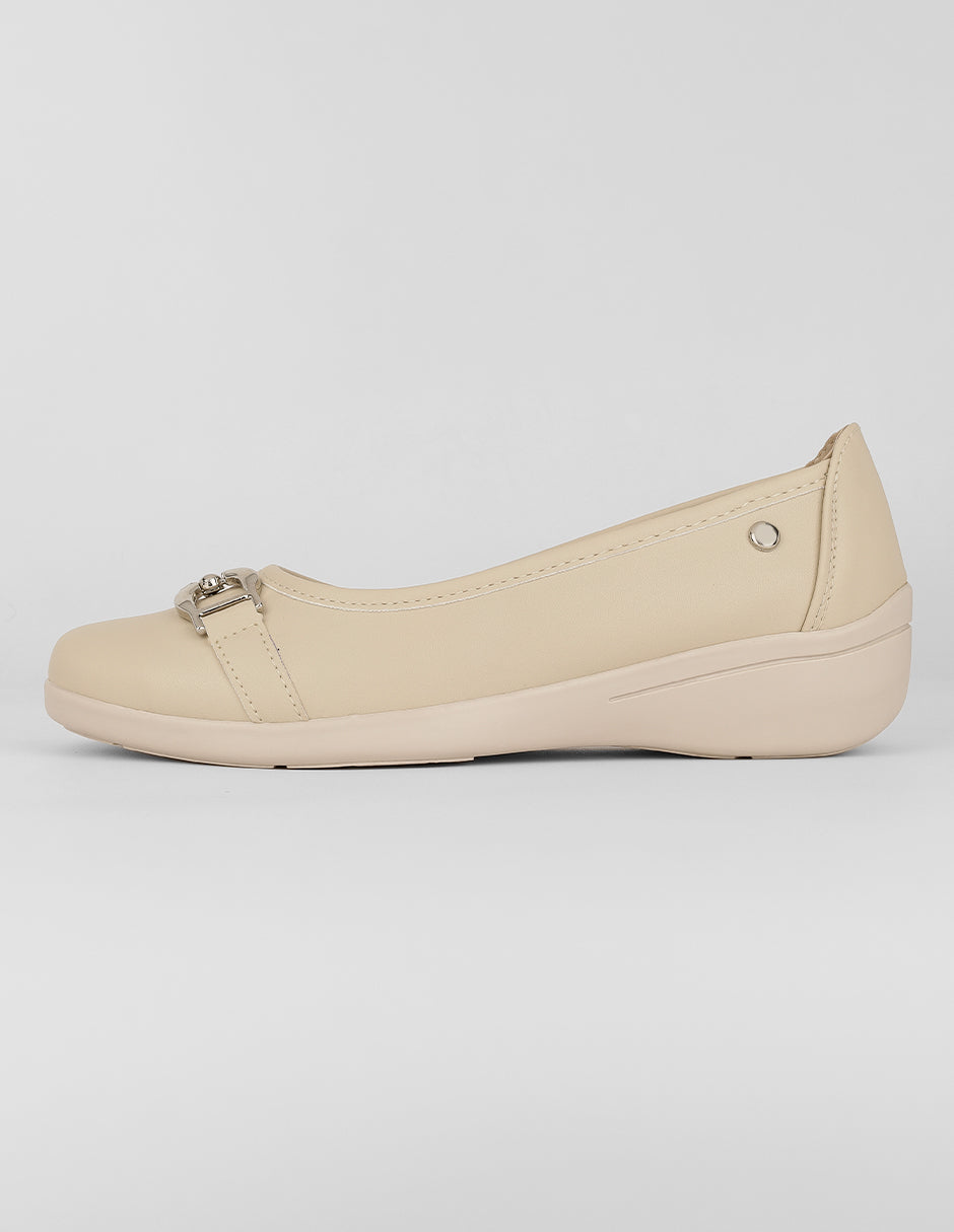 Flats clásicas Exterior Piel vegana Color Beige Para Mujer De RBCOLLECTION