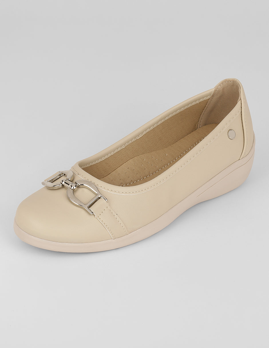 Flats clásicas Lane en Piel vegana – Beige