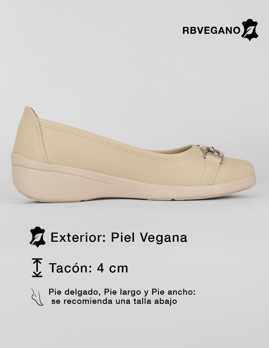 Flats clásicas Lane en Piel vegana – Beige
