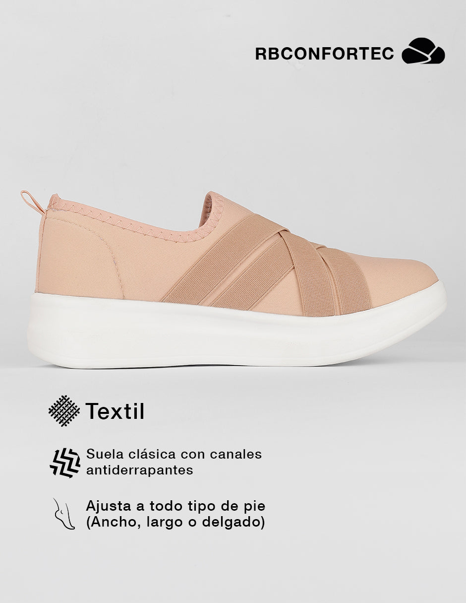 Tenis sin cordones  Comfy en Textil – Rosa