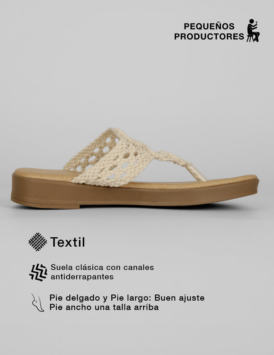 Sandalias de piso Naia en Textil – Blanco