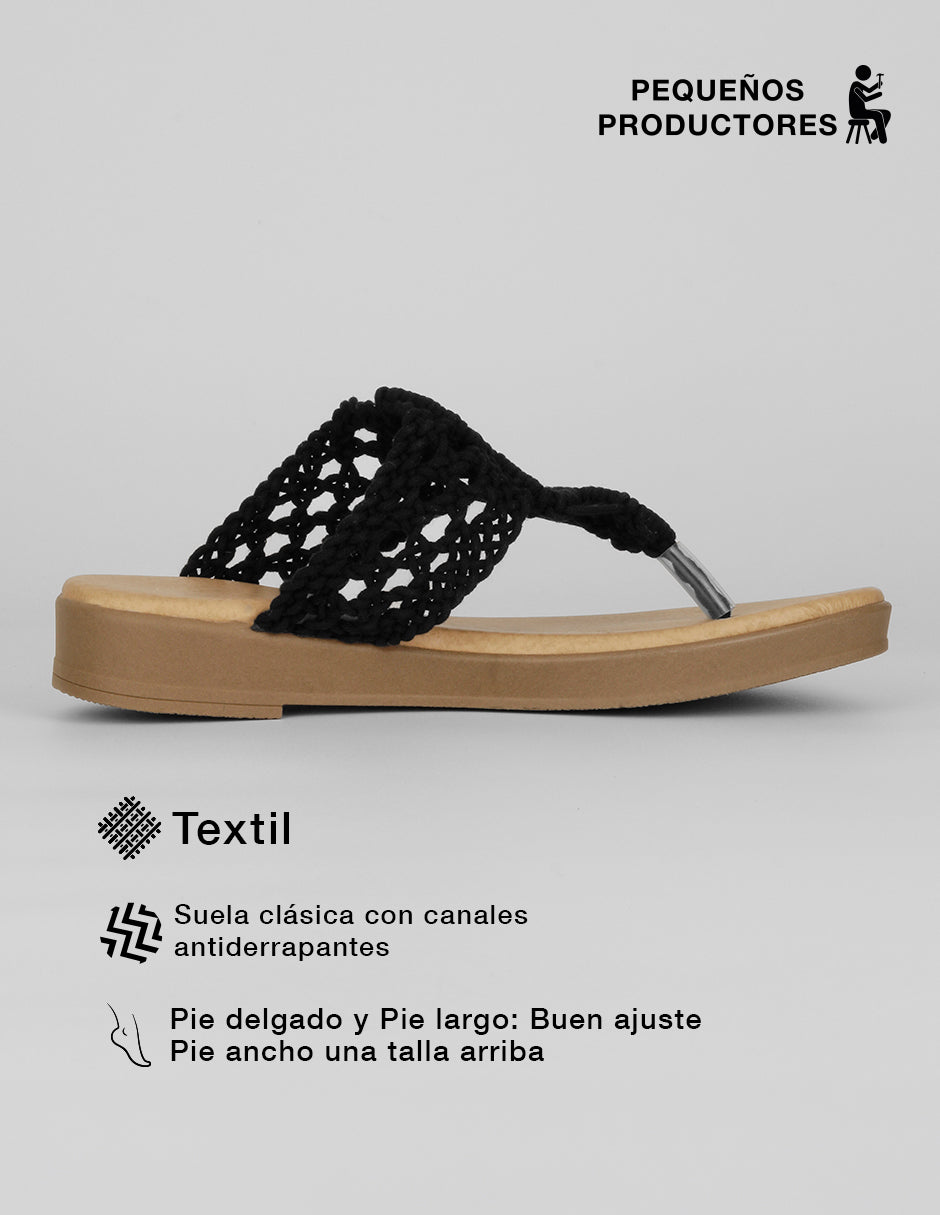 Sandalias de piso Naia en Textil – Negro
