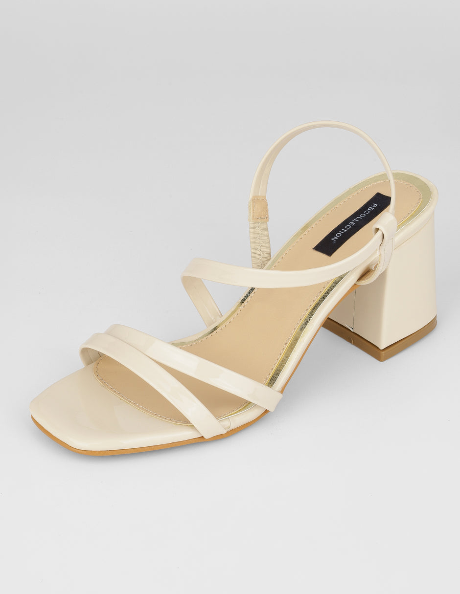 Sandalia con tacón Sylen en Charol – Beige