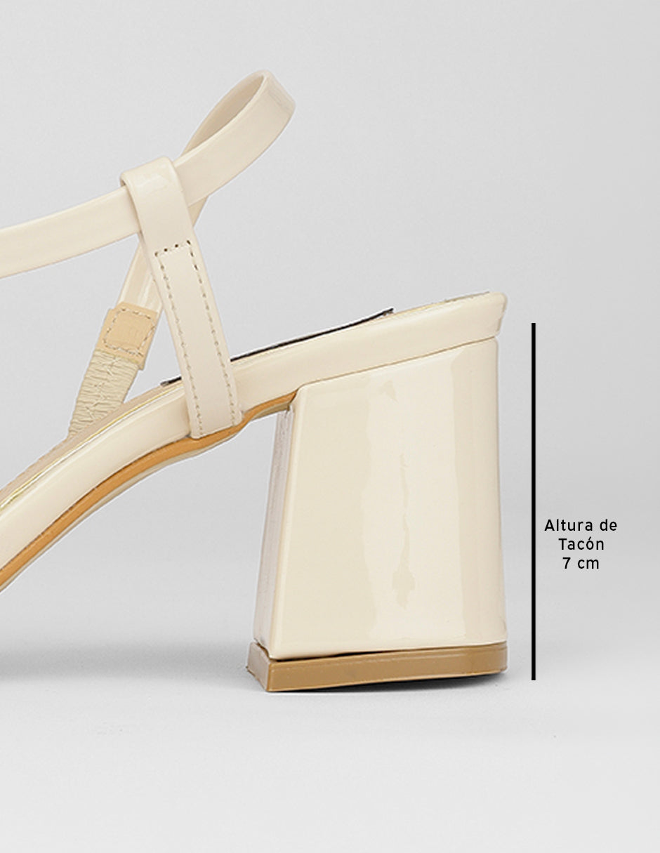 Sandalia con tacón Sylen en Charol – Beige