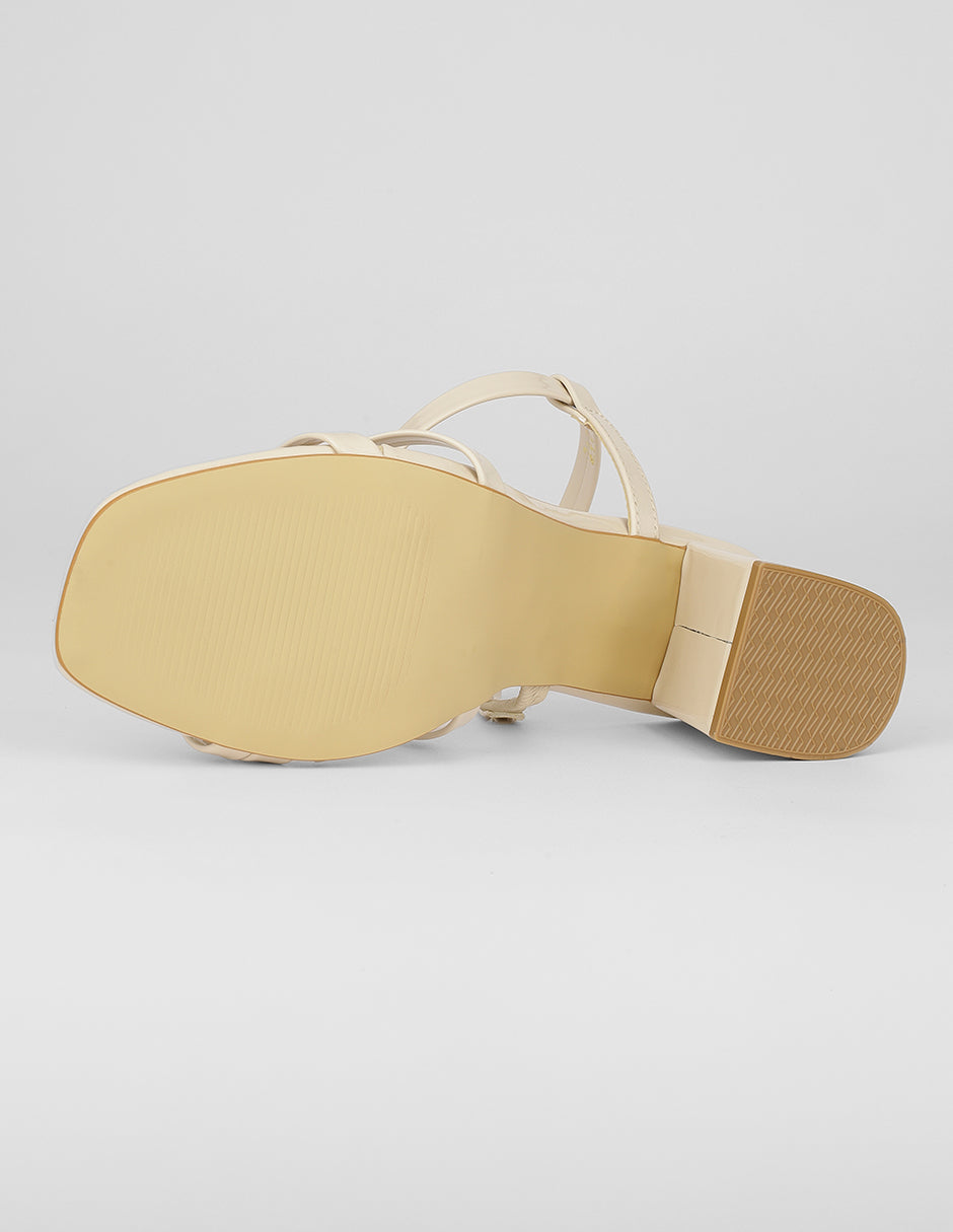 Sandalia con tacón Sylen en Charol – Beige