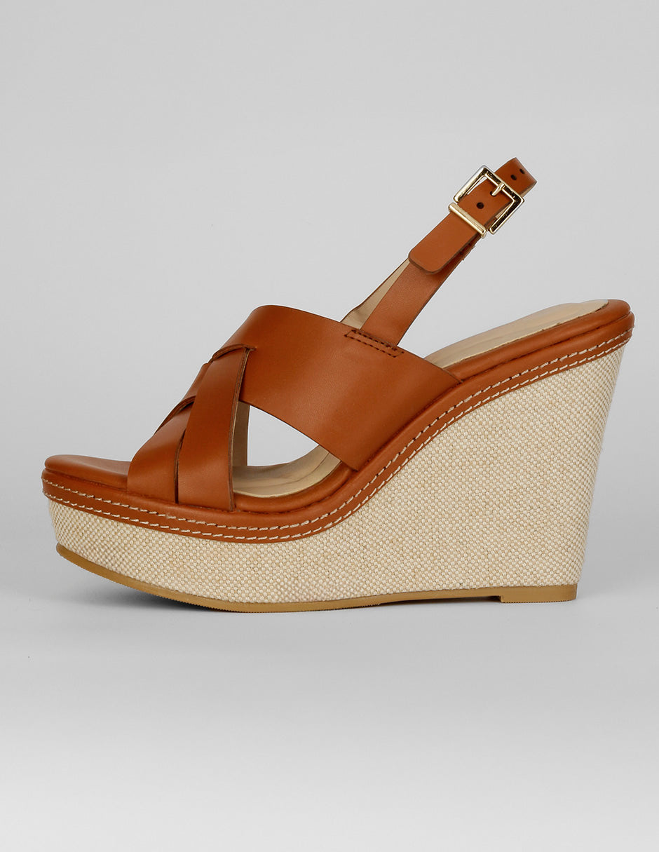 Sandalias con plataforma Exterior Piel vegana Color Café Para Mujer De RBCOLLECTION
