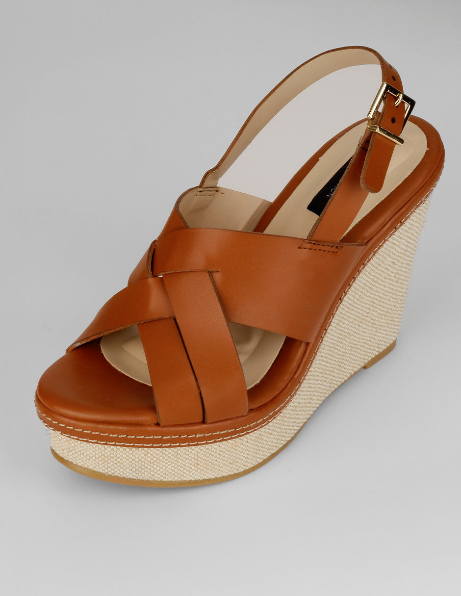 Sandalias con plataforma Naia en Piel vegana – Café