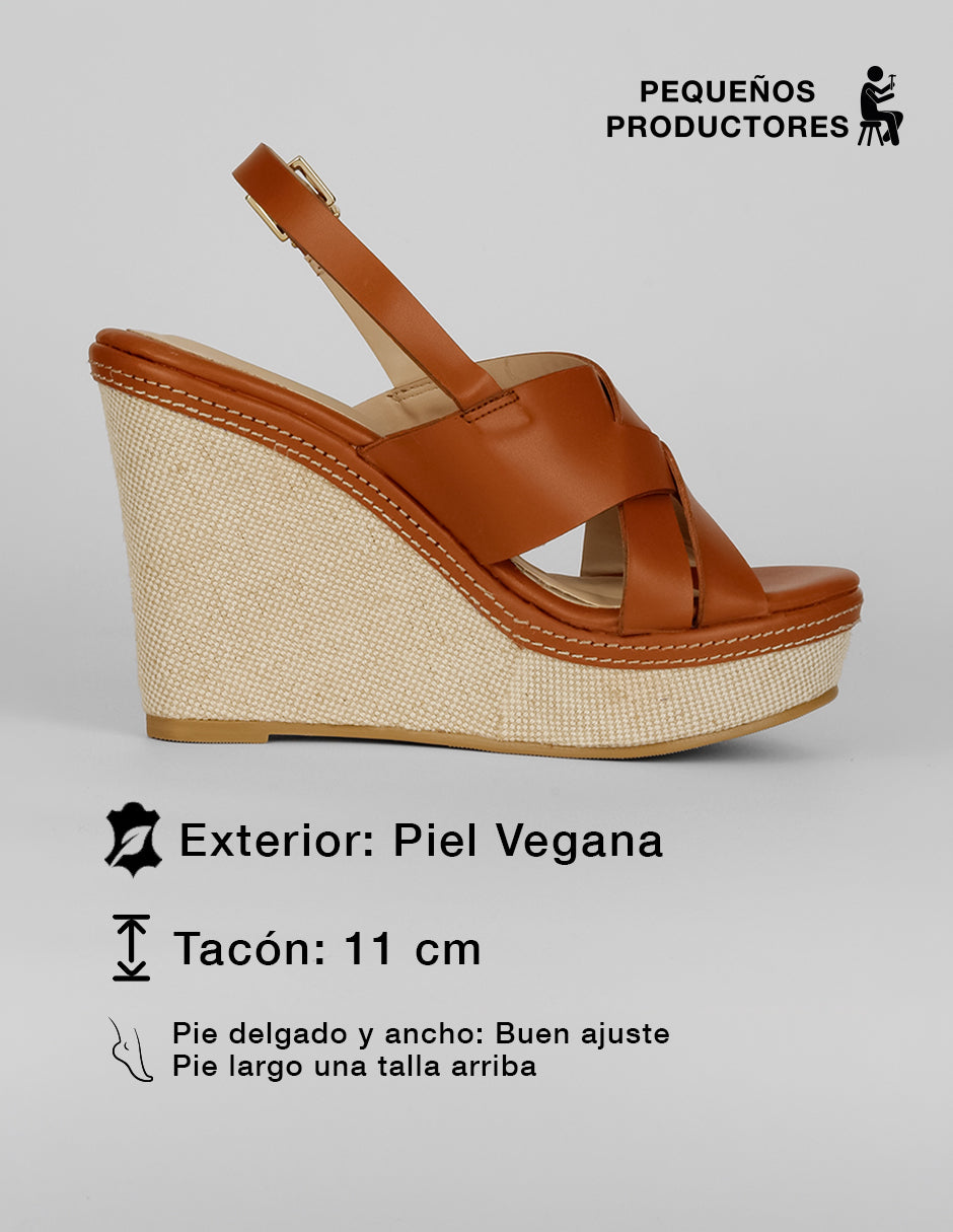 Sandalias con plataforma Naia en Piel vegana – Café