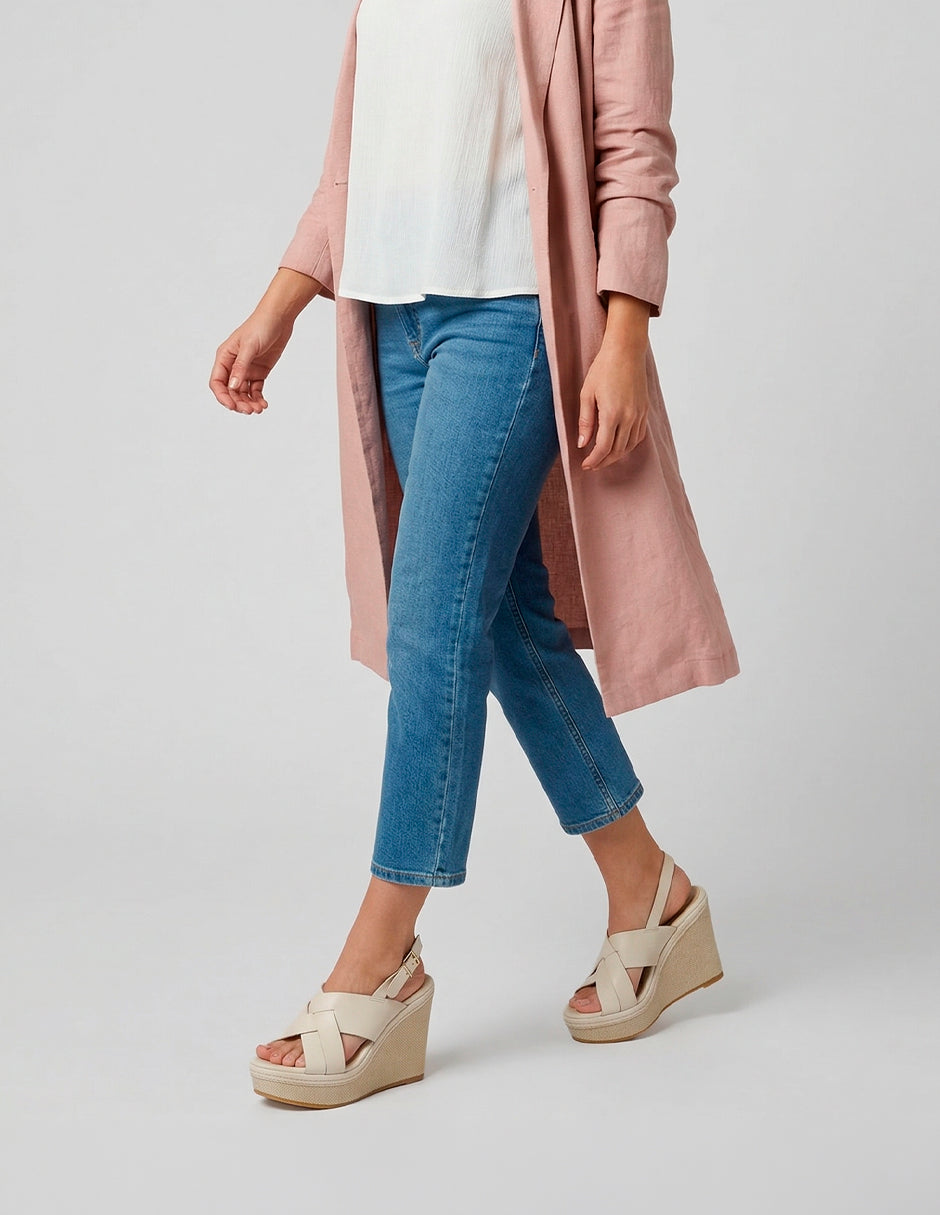 Sandalias con plataforma Naia en Piel vegana – Latte
