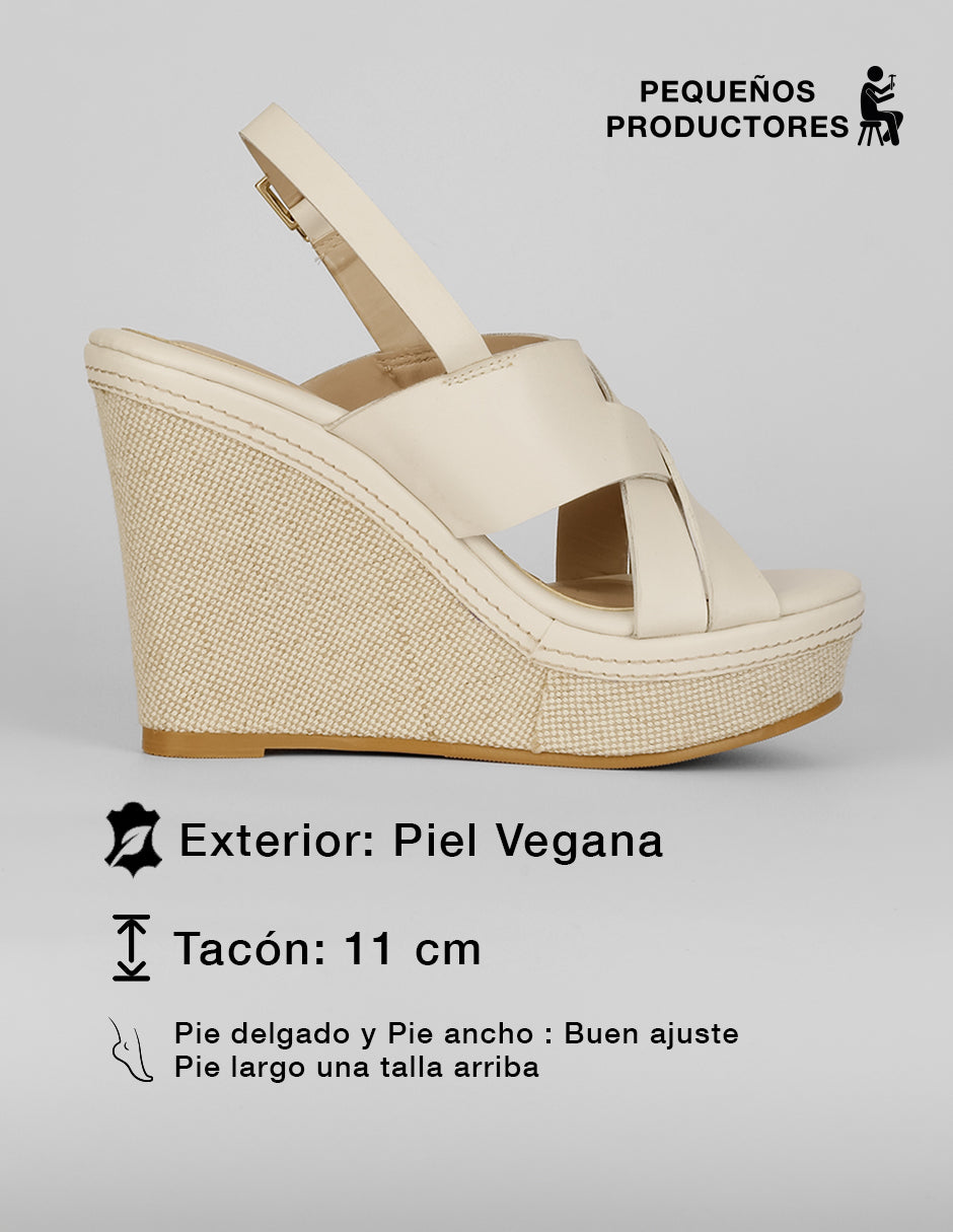 Sandalias con plataforma Naia en Piel vegana – Latte