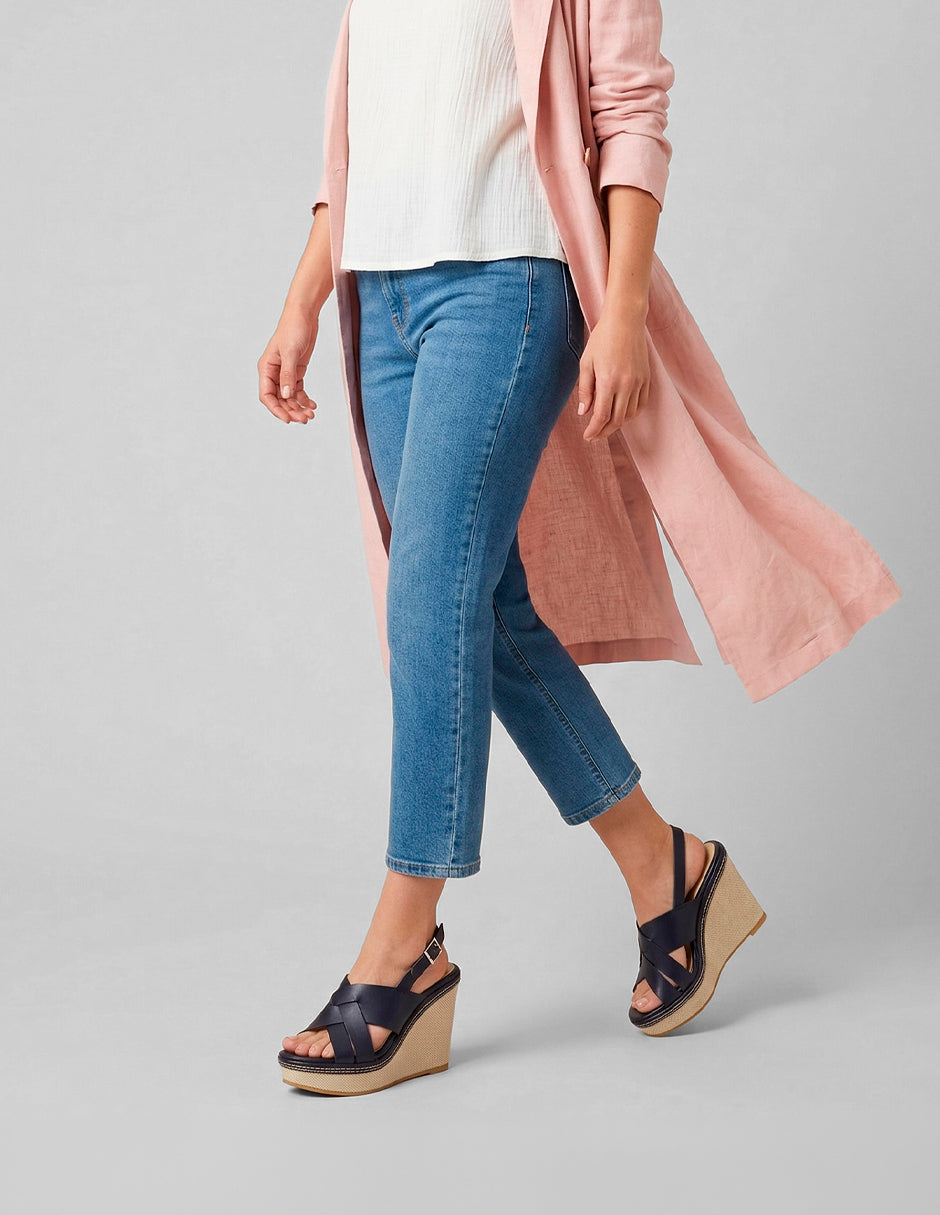 Sandalias con plataforma Naia en Piel vegana – Azul