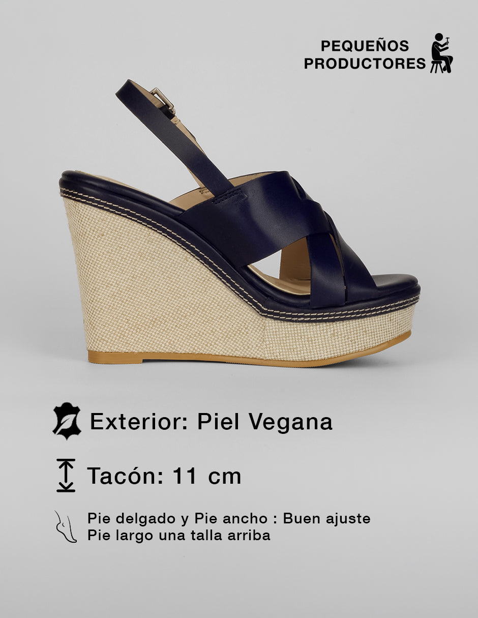 Sandalias con plataforma Naia en Piel vegana – Azul