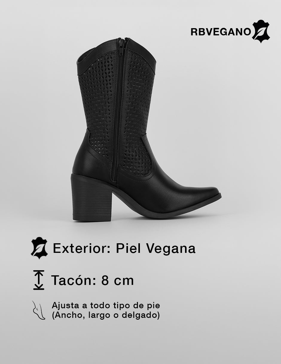 Botín con tacón West en Piel vegana – Negro