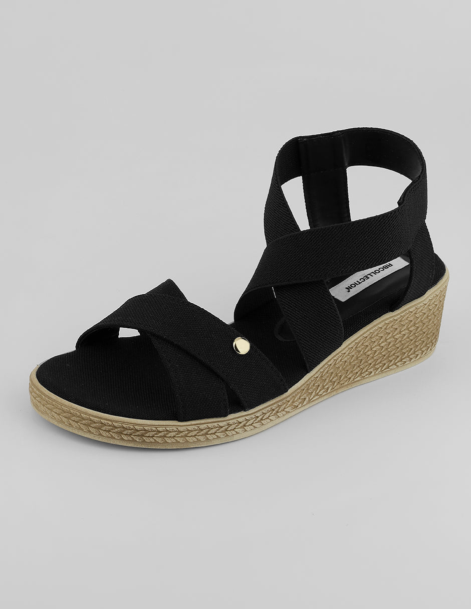 Sandalias con plataforma Soft en Textil – Negro