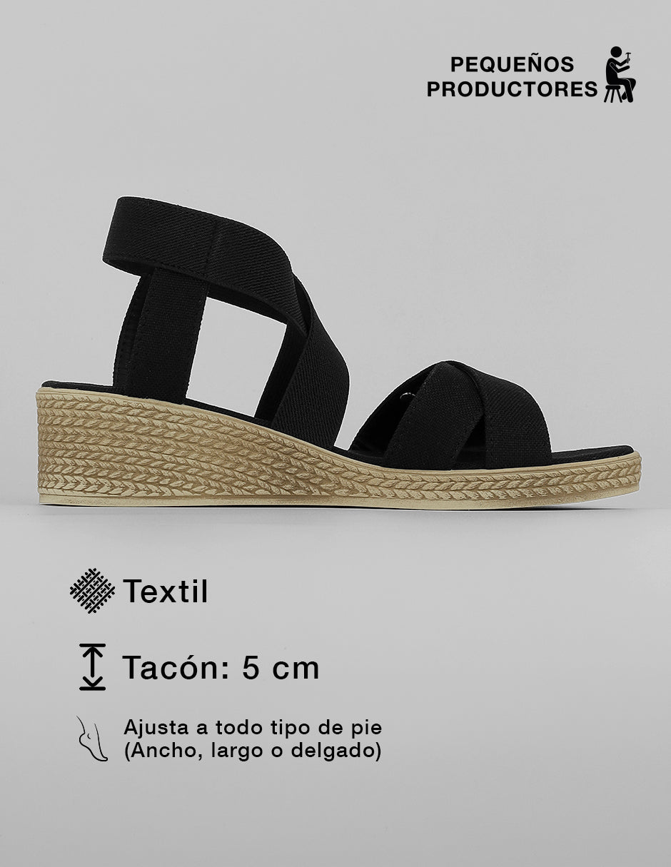 Sandalias con plataforma Soft en Textil – Negro