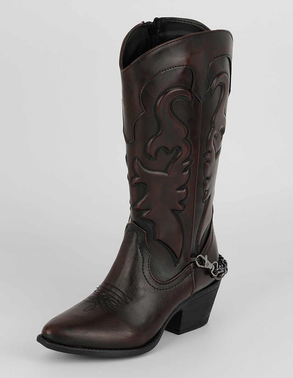 Botas tipo western West en Piel vegana – Café